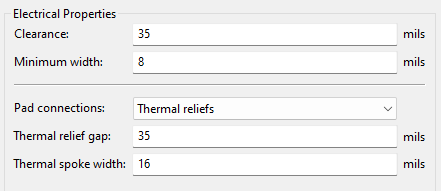 Settings for KiCAD copper zone